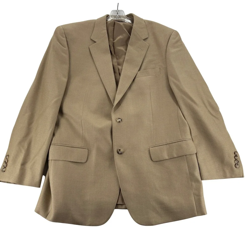 Jos. A. Bank Blazer 44R Tan Wool Silk Ramie Two Button Sport Coat